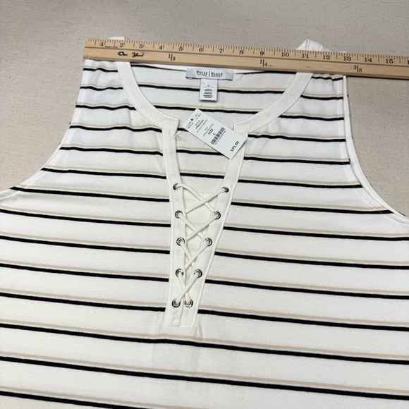 White House Black Market -  White, Black & Tan Striped Sleeveless Top - NWT - Lg - Picture 12 of 15